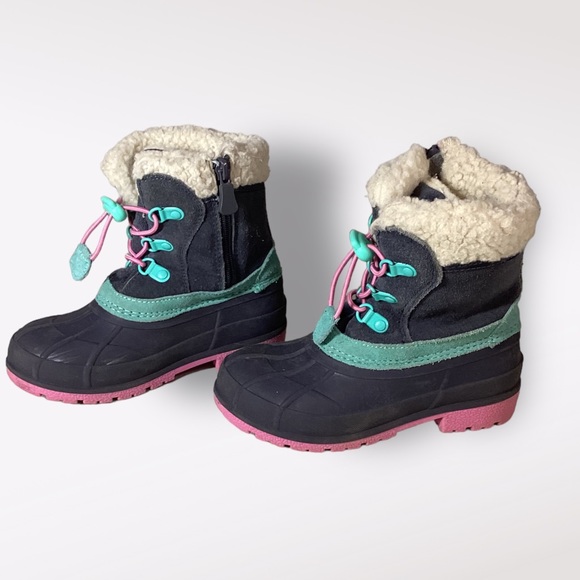 Cat & Jack Toddler Snowboots Shoes Faux Fur Sz 11 Fuzzy Colorful Leather - Picture 4 of 9